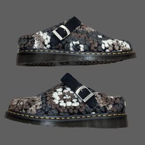 Dr. Martens Isham Crochet Wool Suede Mules in Black NWOB USM9